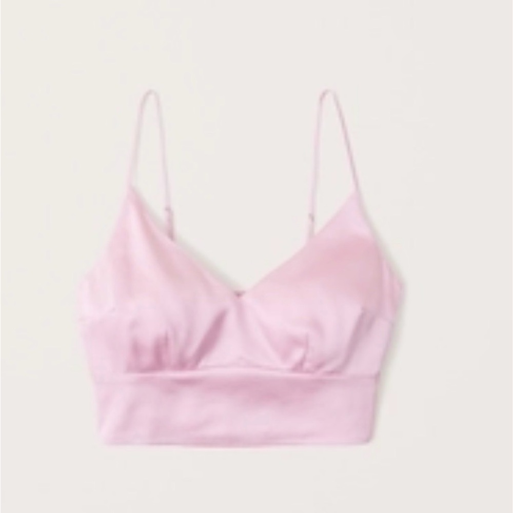 NWT Abercrombie And Fitch Cropped Satin Top light pink XS
